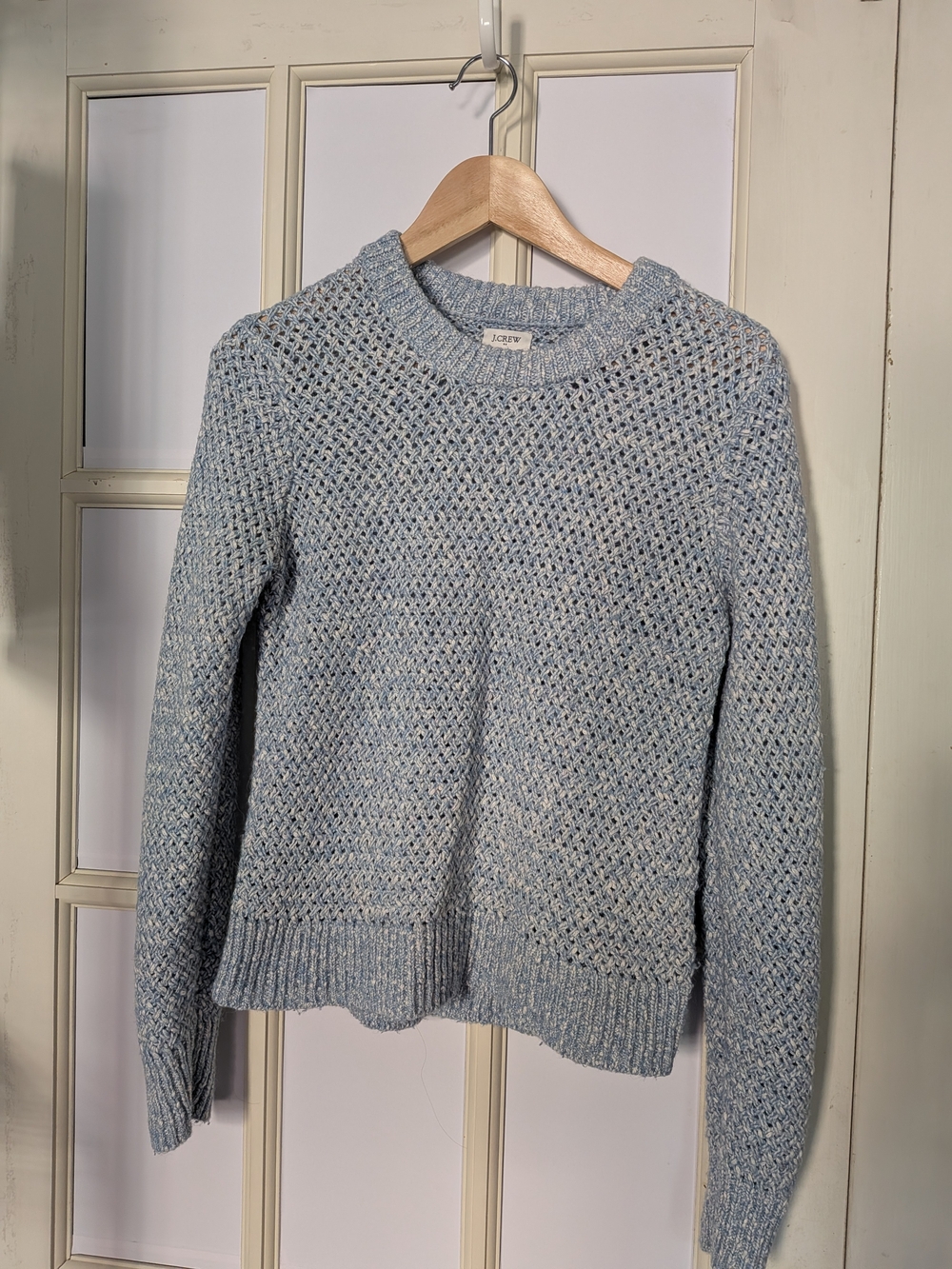 J. Crew Factory - Light Blue Honeycomb-stitch Knit Crewneck Sweater - Small